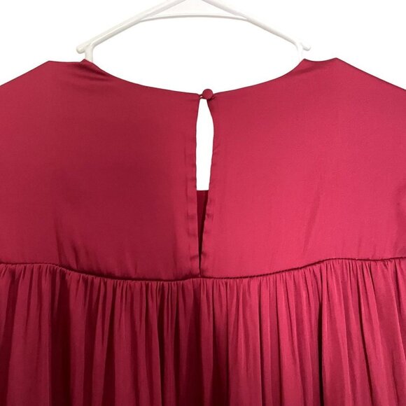 Banana Republic deep red ruched dress flowy style long sleeves winter christmas - Picture 7 of 7